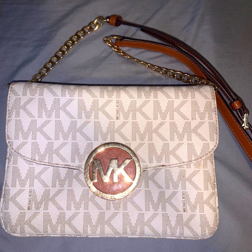 Michale Kors white monogrammed purse